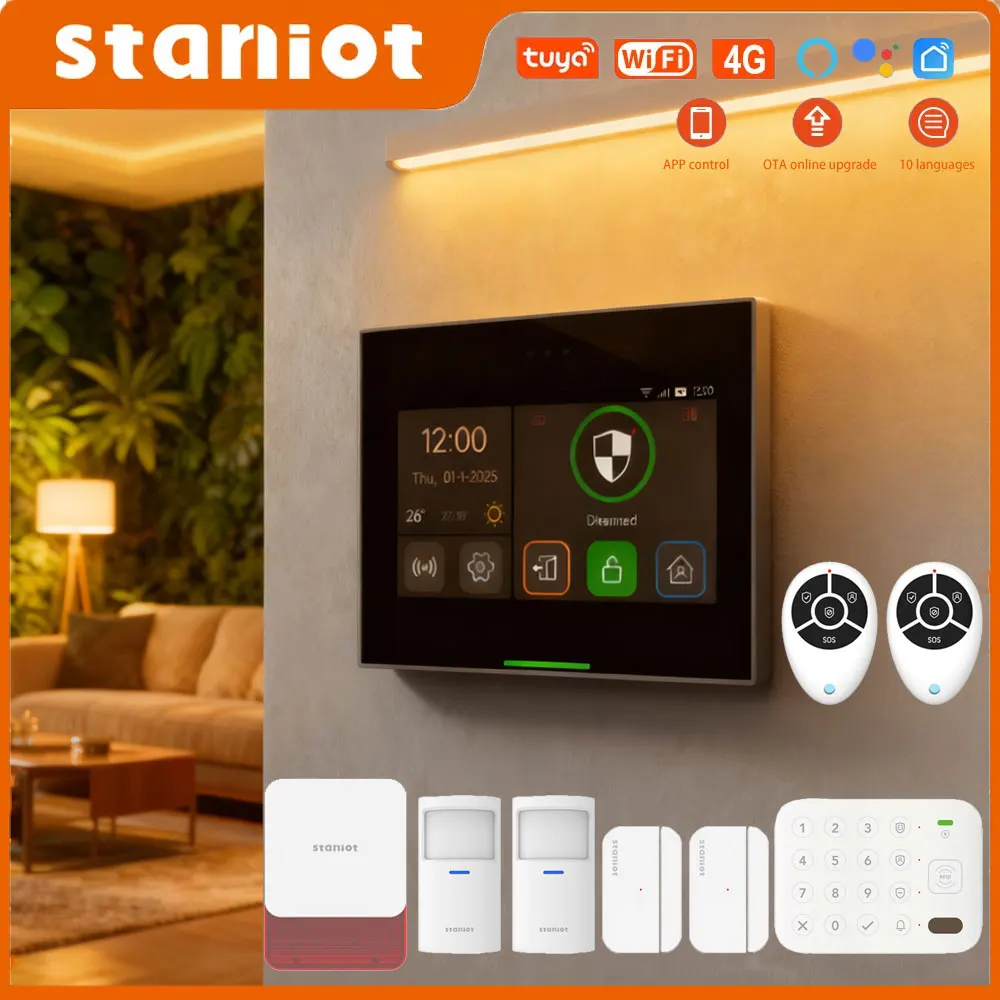 

Staniot Home Alarm Security Systems WiFi Version Smart Devices Tuya 433mhz Wireless Remote Control Anti-Theft Security Alarm Kit