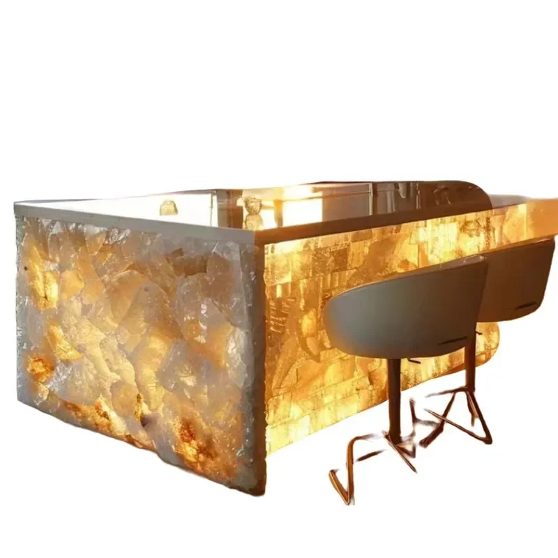Translucent Jade Stone Mid Island Dining Table Italian Minimalist Light Luxury Kitchen Bar Counter for Living Room Home Use