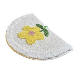 Imitation Cashmere Bath Mat Boho Flower Cartoon Panda Pattern Semicircle Floor Mat Thick Water Absorbent Non-slip for Bathroom