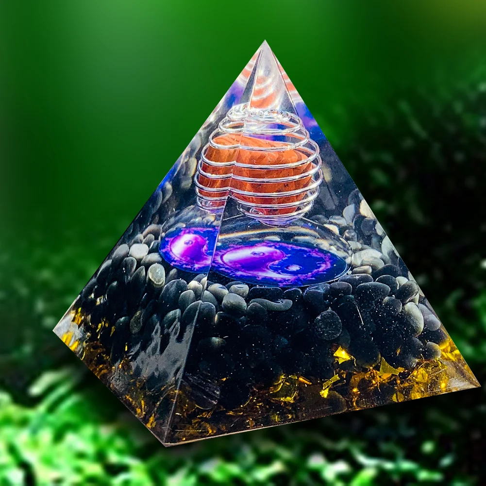 

Paperweight Orgone Obsidian Pyramid Yin Yang Tai Chi Divine Magnetic Field Protectio Healing Reiki Chakra Absorb Negative Energy