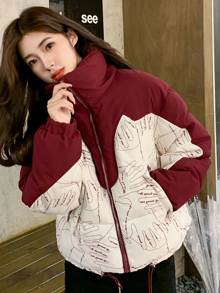 

Winter Women's Cold Coat2023 New Fashion Thick Warm Winter Jackets for Women Stand Collar Oversize Short Parkas Korean Style