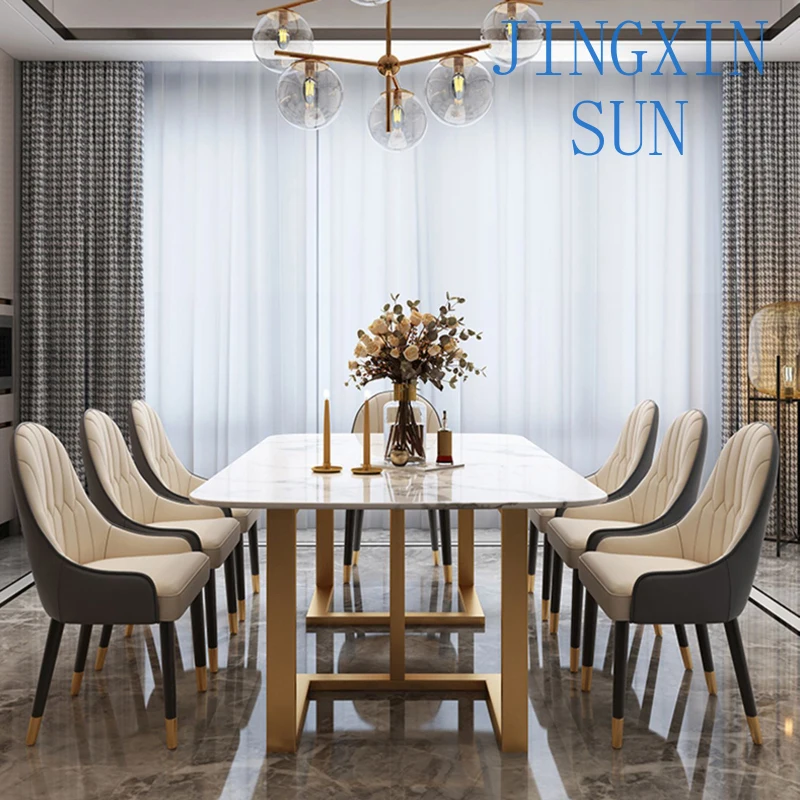 Board Italian minimalist modern minimalist rectangular dining table and chair combination