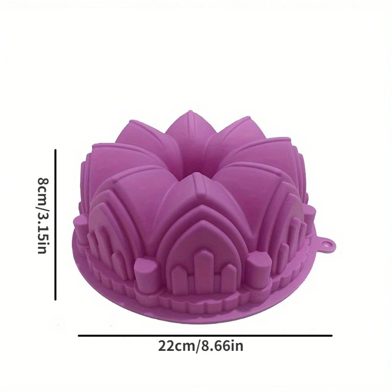 1PC Big Crown Castle Shape Silicone Cake Mold Mousse Non-Stick 3D Cathedral Birthday Cake Pan Decorating Tools Large Bread Fonda