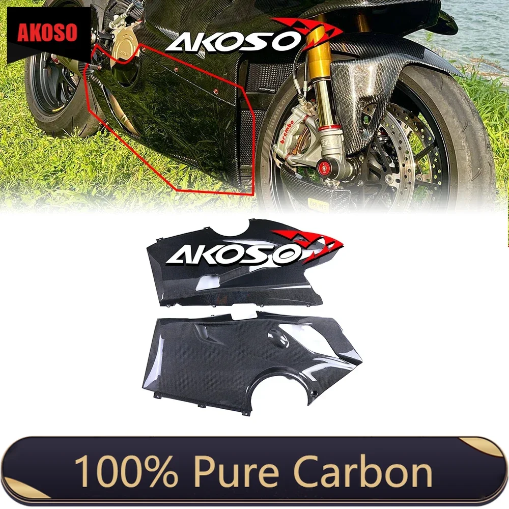 100% Dry Full Carbon Fiber Motorcycle Belly Pan Akrapovic Version  Fairing Kit For Ducati Panigale V4 / V4S /V4R 2018 2019 2021