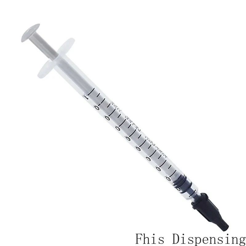 1ml/1cc Dispensing Plastic Liquid Dispenser Syringe Industrial Glues Manual Syringe with Black Tip Cap Pack of 10