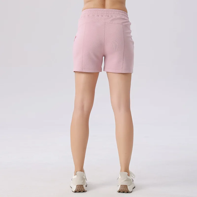 Short de yoga en coton doux pour femme, short décontracté élastique, short de gym taille haute, été, sport, extérieur