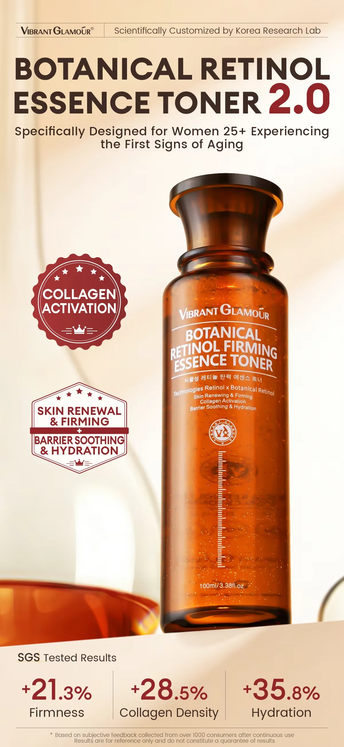 VIBRANT GLAMOUR Neuheit Anti-Aging Kollagen Feuchtigkeitsspendendes Pflanzenretinol Dreier-Set – Detail 3