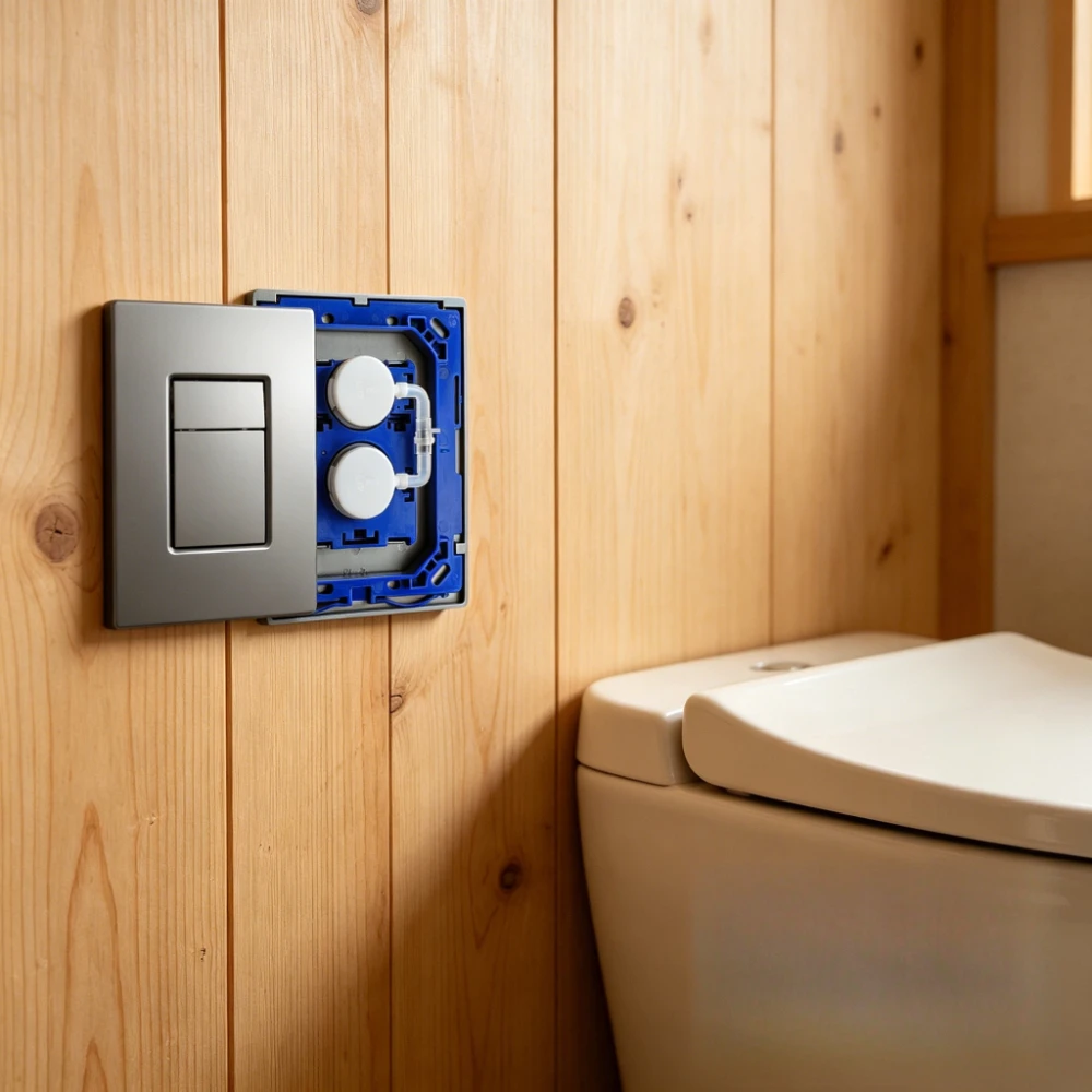 

Grey Wall-mounted Toilet Flush Valve for Grohe Hidden Water Tank Pneumatic Panel Double Button Compatible with GD2 38732/38966