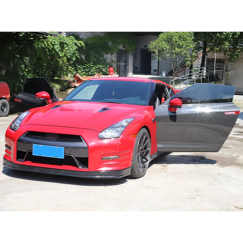 ترقية السيارة من ألياف الكربون باب السيارة حالة جديدة مناسبة لـ GT-R 2009-2015 ألياف الكربون الجافة #3