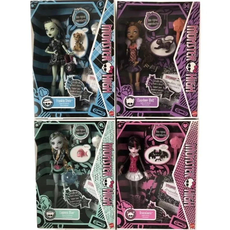 New Surprise Doll Monster High Booriginal Creeproduction Doll Ghoulia Yelps Reproduction with Doll Stand Toy Gifts for Girls