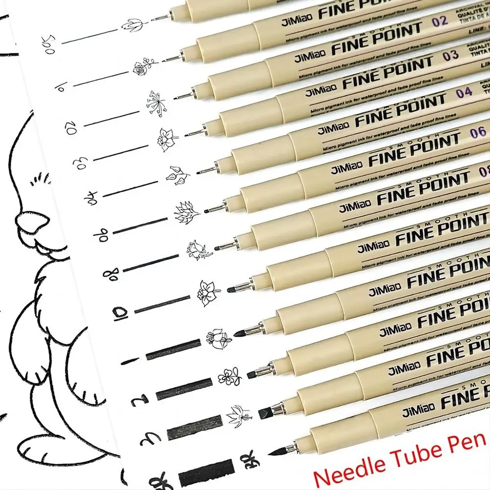 1Pcs Micron Ink Marker Pen Sketch Stationery Set Art Supplies Drawing Pen 12 Tips Pigment Liner Sketching Needle Pen