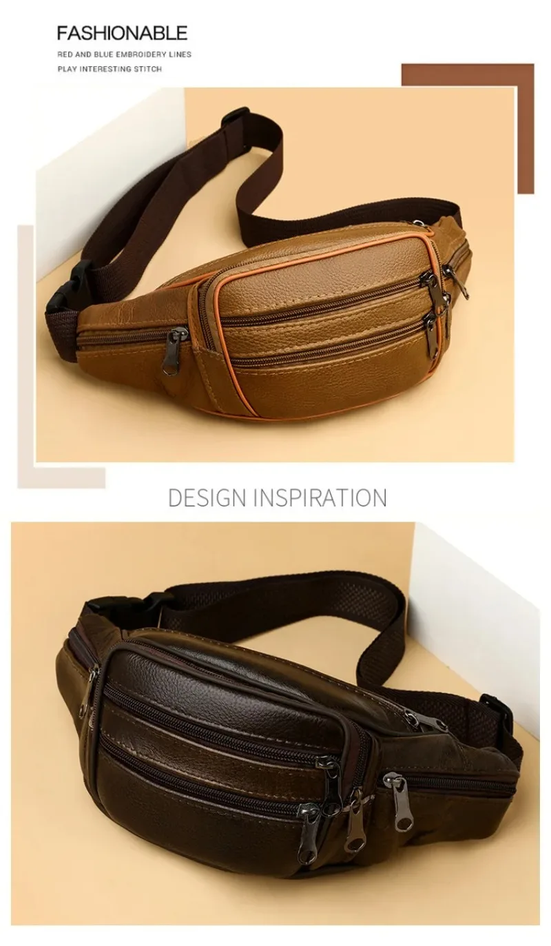 Umhängetasche Luxuriöses Design Langlebige Taschen Brusttasche Business Herren-Handtasche Schultertasche Herren Echtleder Brusttaschen – Detail 2
