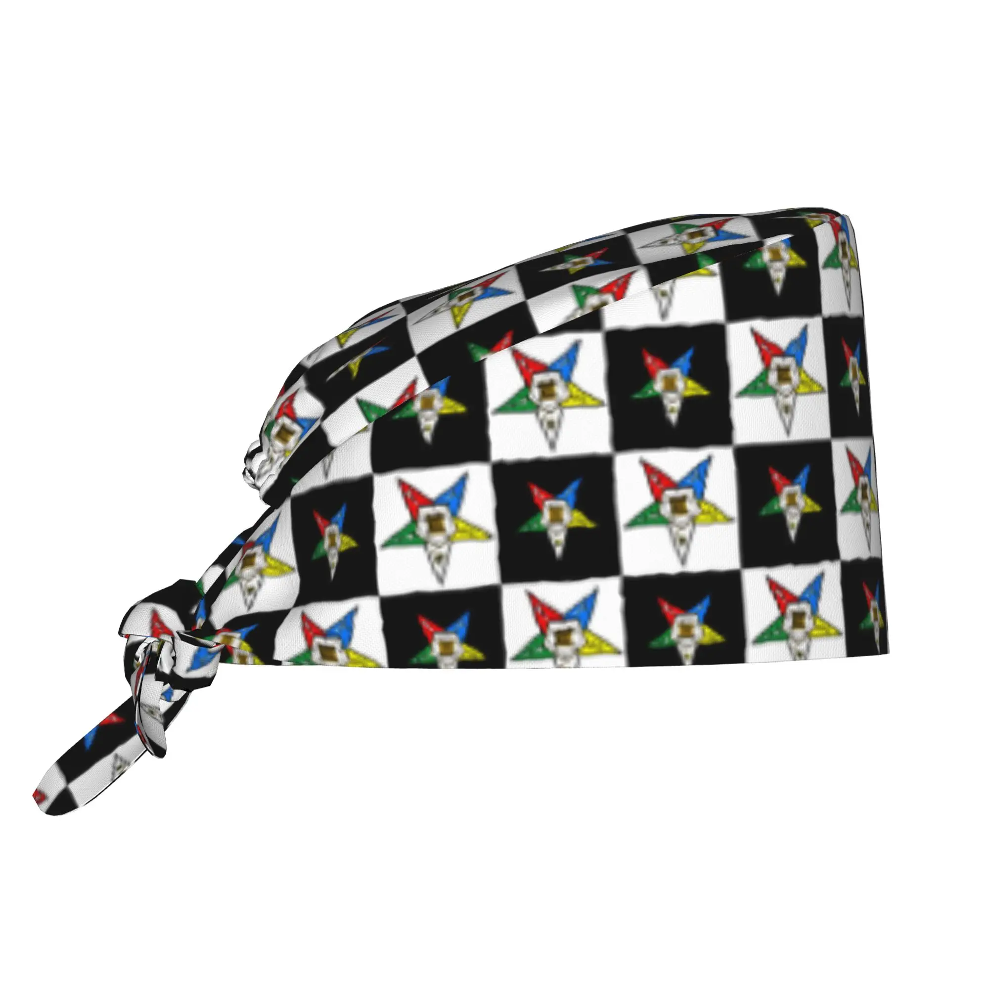 Order Of The Eastern Star Checkered Plaid  Scrubs Cap Surgical Hats Women Men  Operating Room Cap Operator Hats Lab Works Hat