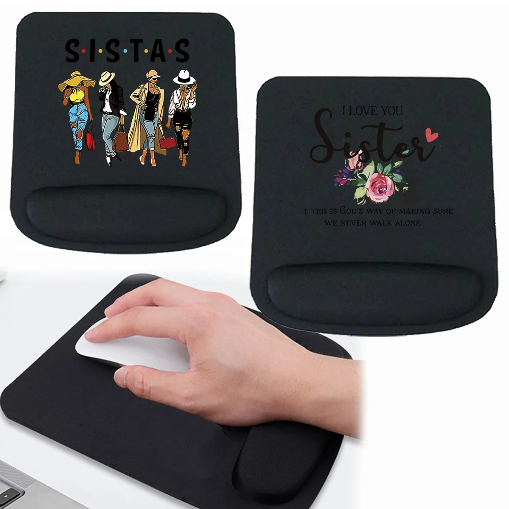 Mouse Mat Anti-Slip Support Wristband Mat Pad Simplicity for Learning and Office Square Mouse Pad for Sister Series