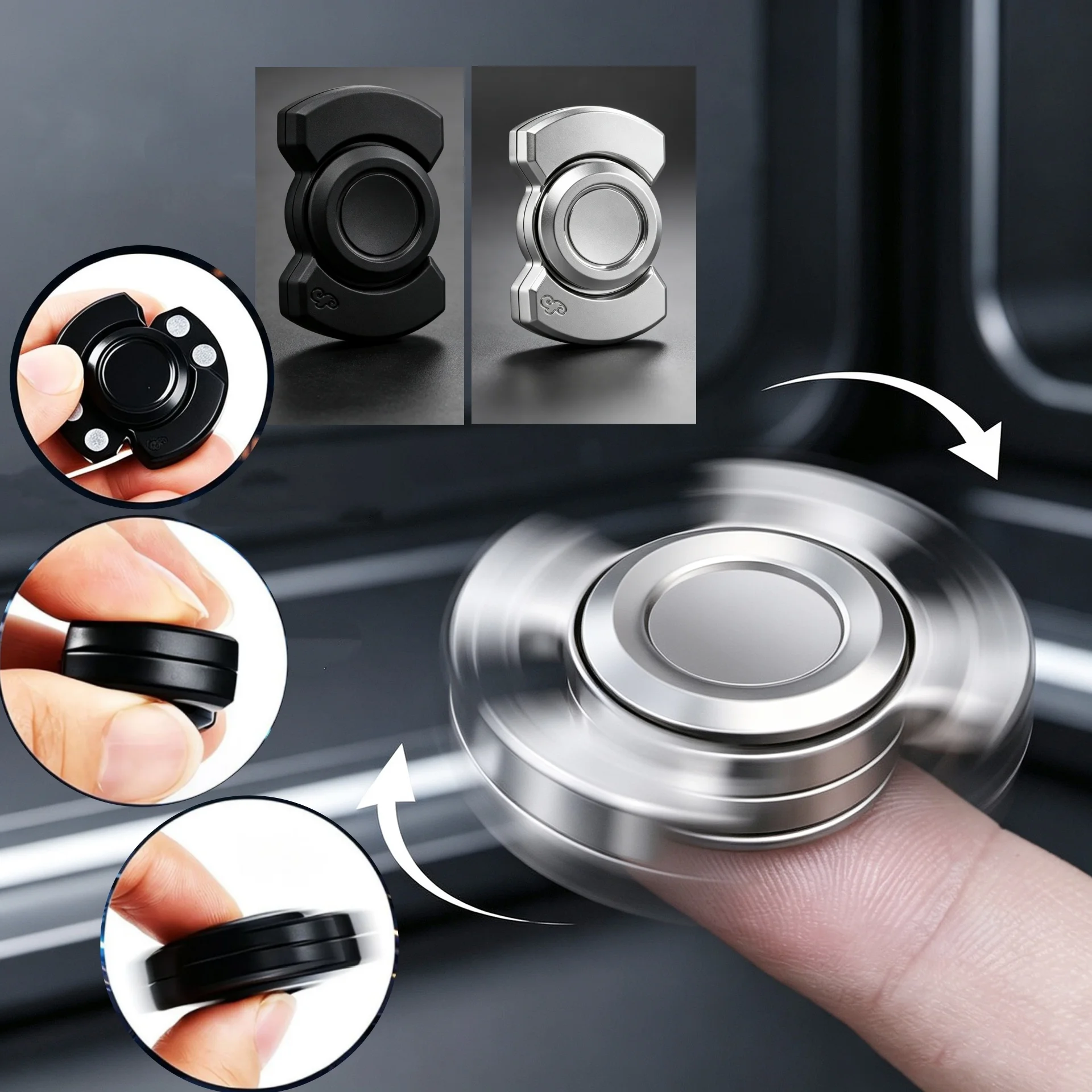 EDC Fidget Toy Metall Magnetischer Slider Fidget Spinner Gyroskop Stressabbau Spinning Dekompression Anti-Angst Geschenke für Erwachsene