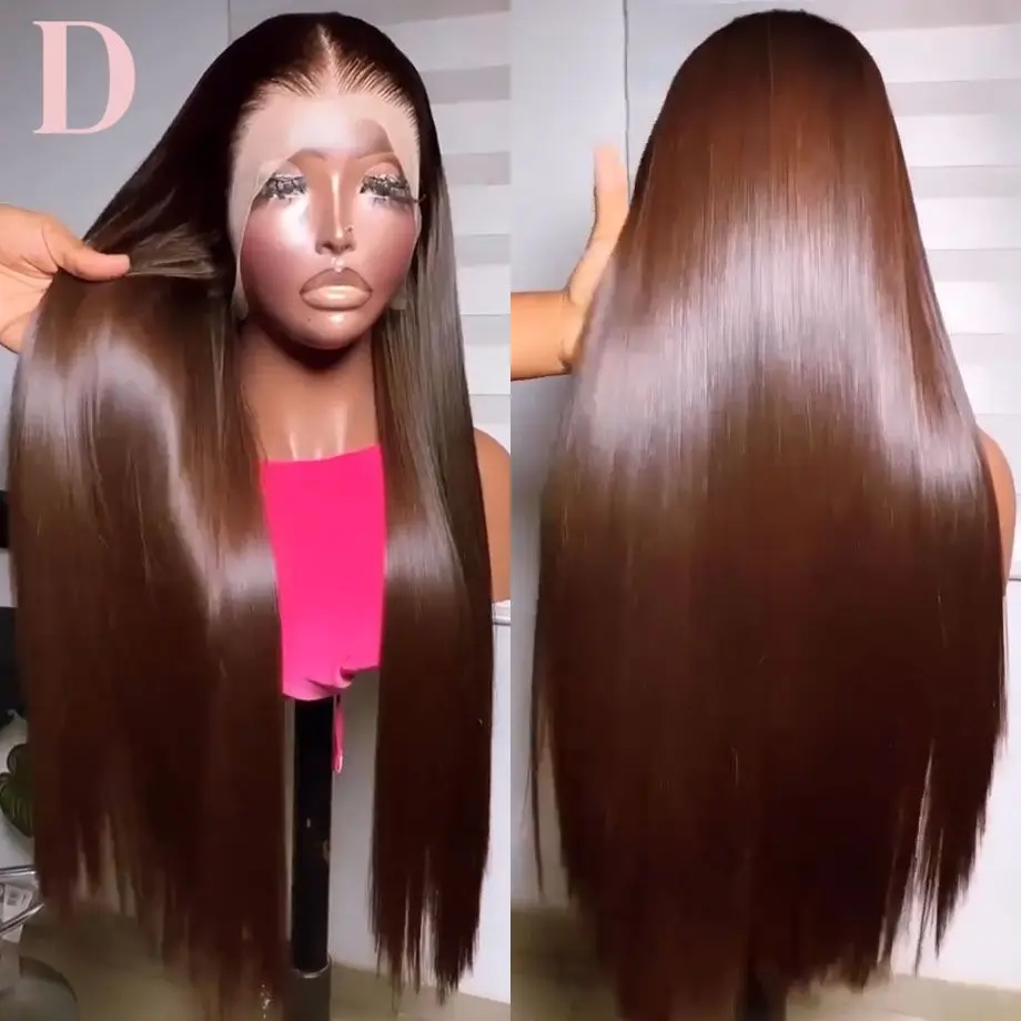 Straight Chesnut Colored Hd Lace Wig 13x6 Human Hair Chocolate Brown 13x4 Transparent Lace Frontal Wigs Human Hair For Women