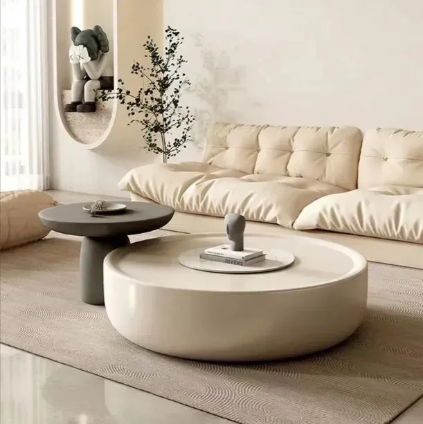 Coffee table personality high cream style round coffee table TV cabinet combination light luxury style