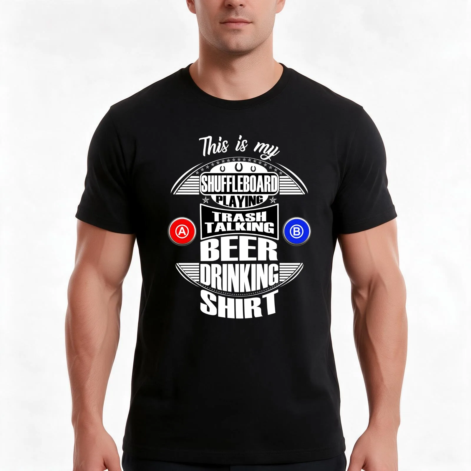 Shuffleboard Playing Beer Drinking Trash Talk Gift Funny Shuffleboard Playing League Beer Drinking Gift T-Shirt, 100% Cotton