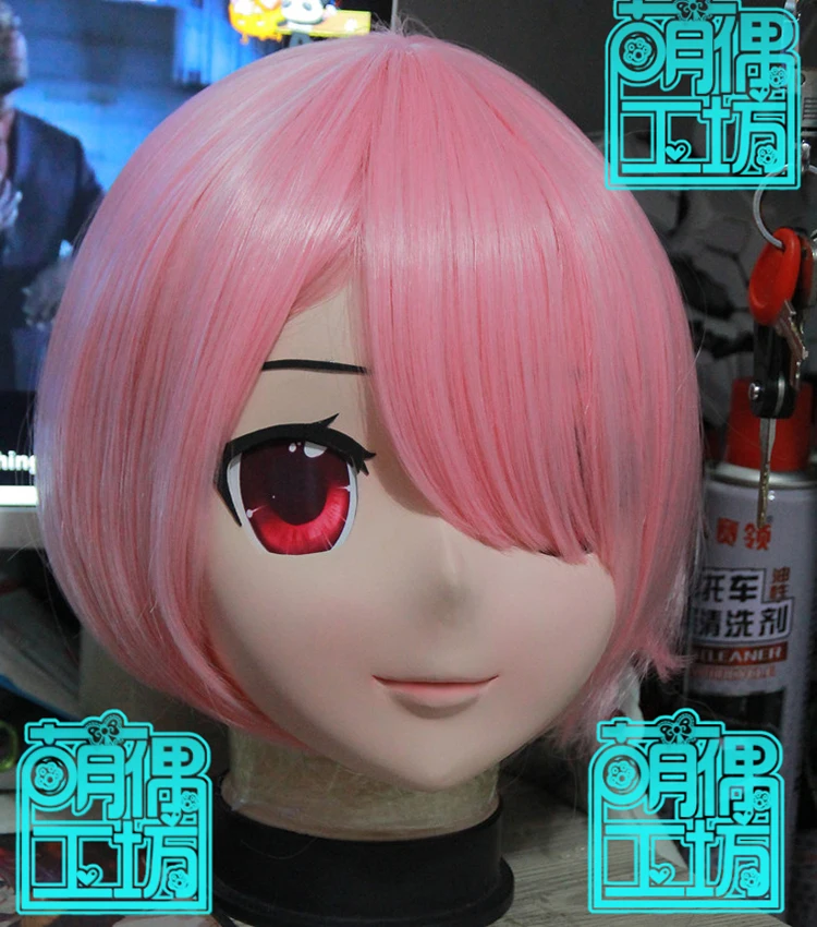 (MO6242) Super Quality Handmade Female Resin Half Face Mask Cosplay Adult&Kid Ram Rem Kigurumi Mask Crossdresser Doll