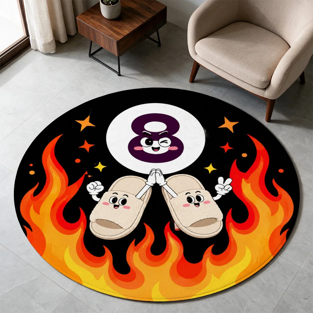 Cute Number Eight Character Slippers Round Area Rug for Kids Playroom Nursery Decor Gift Mat