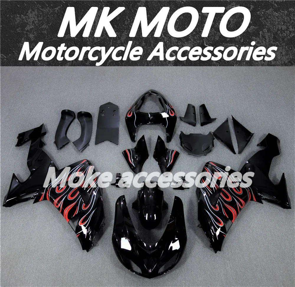 

Moke moto Motorcycle Fairings Kit Fit For zx-10r 2006-2007 Bodywork Set Ninja High Quality ABS Injection Black Red Flame New