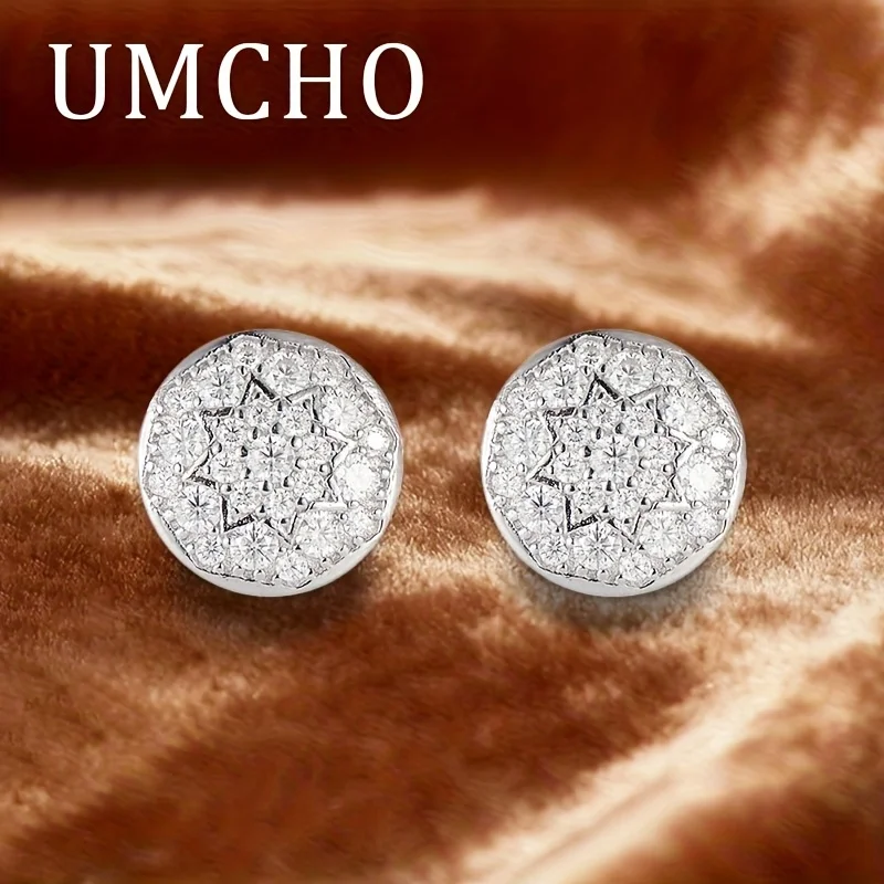 

Серьги-гвоздики UMCHO из чистого серебра 925 пробы с геометрическим дизайном и модным стилем, с камнями из муассанита, с винтовым креплением