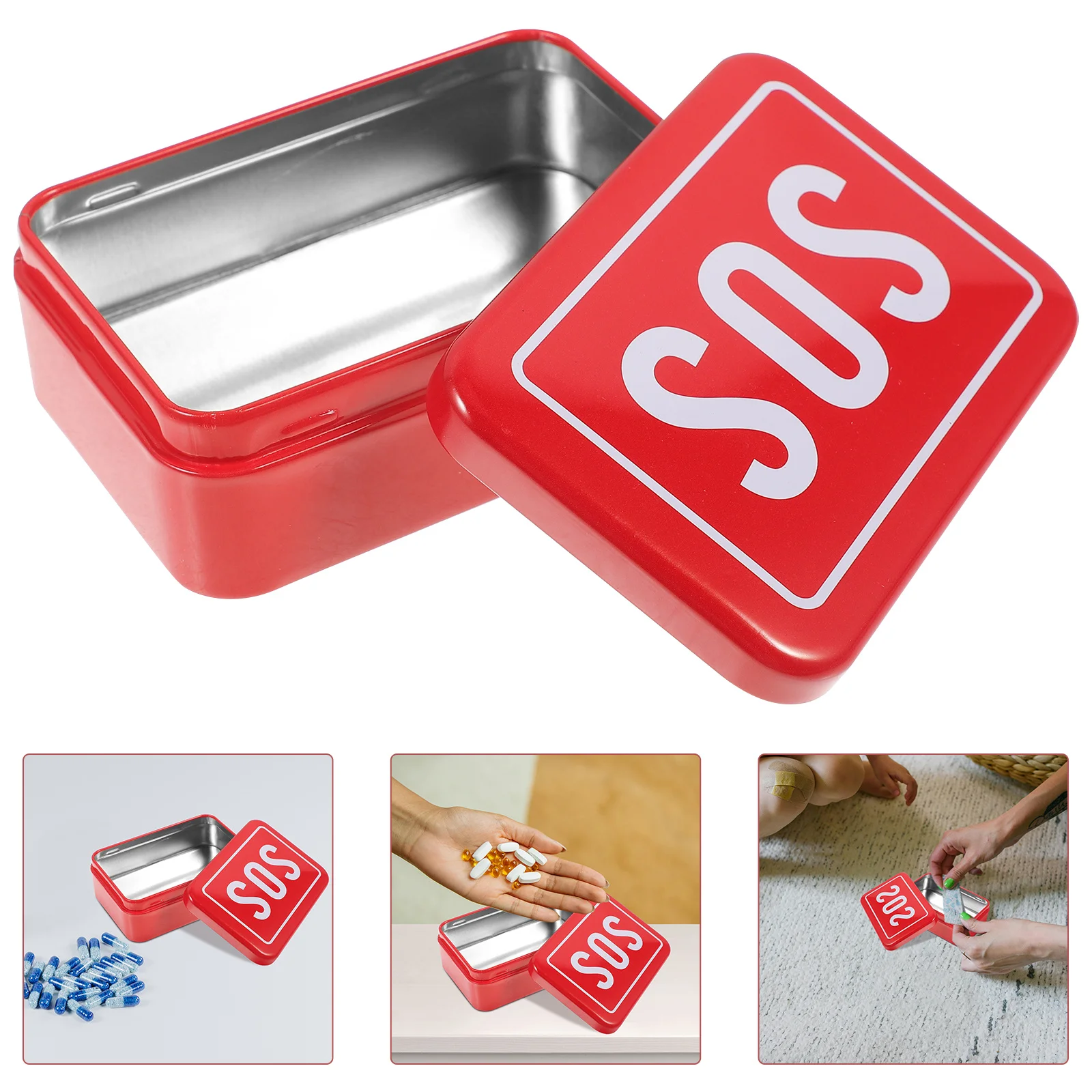 

Medicine Storage Box Durable Tinplate Portable Travel First Aid Case Emergency Organizer Outdoor Survival Storage Container