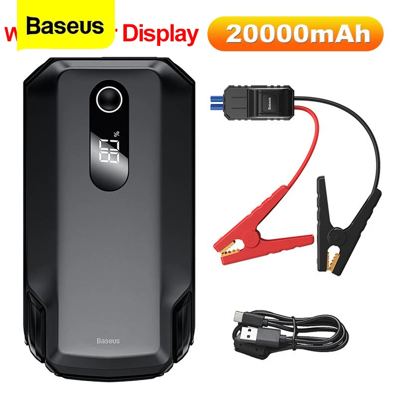 

Baseus 20000mAh Car Jump Starter Power Bank 2000A 12V Portable Battery Charger Auto Emergency Booster Starting Device Jump Start