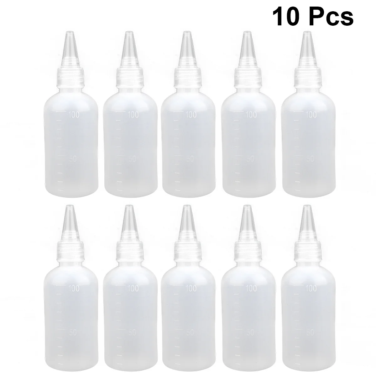 10Pcs Travel Lotion Bottles 100Ml Transparent Refillable Squeeze Dispenser Needle Mouth Leakproof Portable Small Liquid