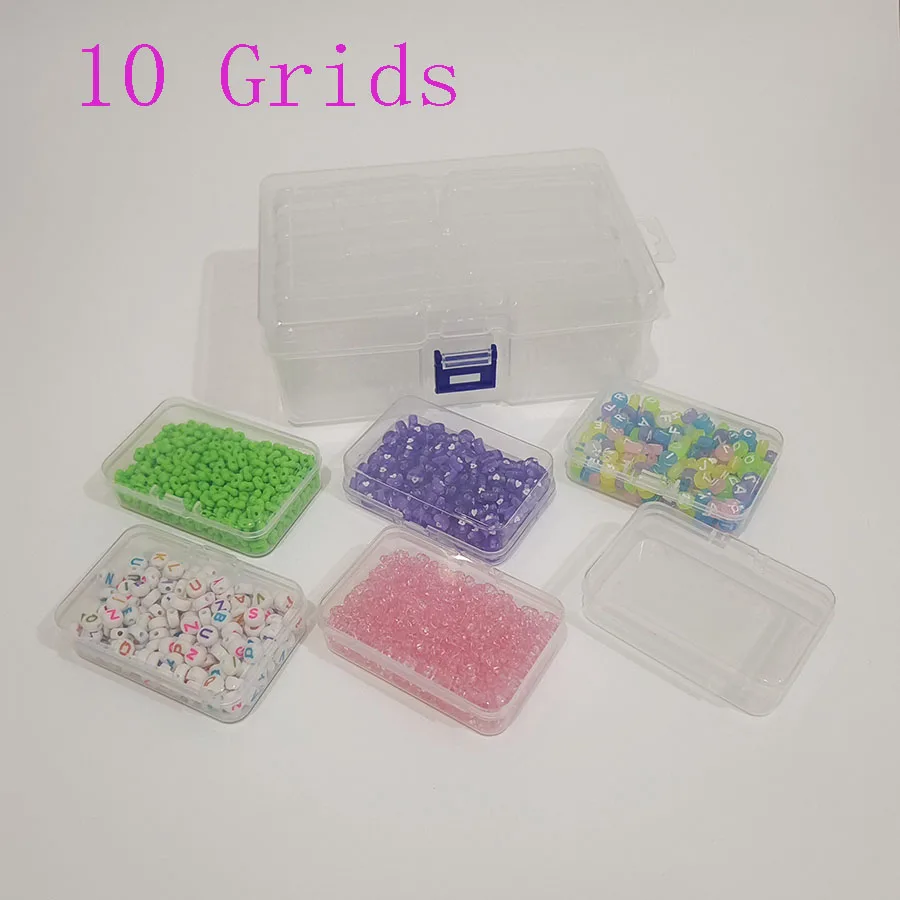 10 Grids Storage Box For DIY Beads Diamond Paint Crafts Transparent Plastic Storage Box, Art Embroidery Jewelry Accessories Box