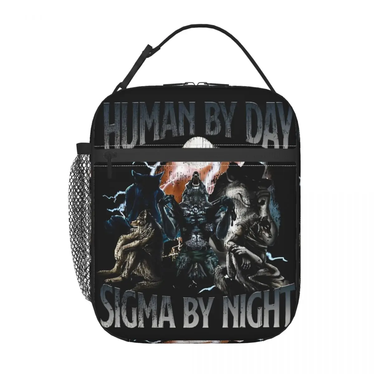 Human By Day Sigma By Night Vintage Bootleg Insulated Lunch Bags Storage Food Box Portable Cooler Thermal Bento Box Office