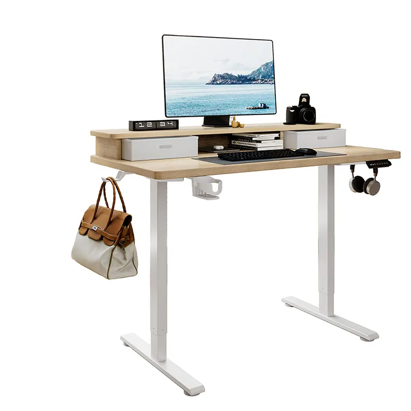 Ergonomics Electric Height Adjustable Desk One Motor Scratch Resistant Wooden Modular Conversion Telescopic Metal Office Desk