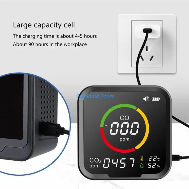 U2JC Portable Air Quality Humidity Carbon Monoxide Detector LCD Digital Display Meter