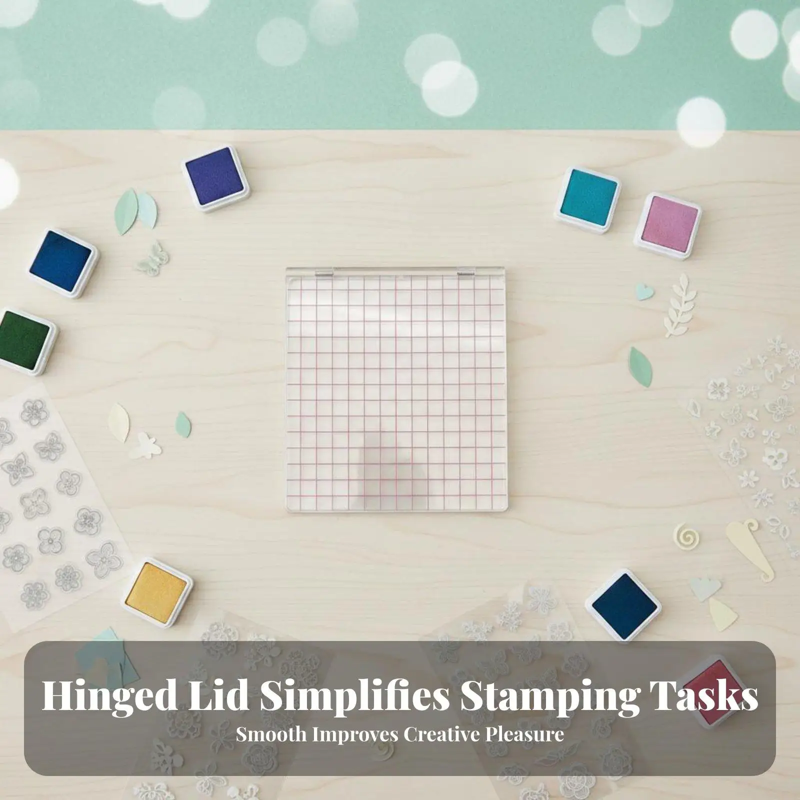 Transparent Stamping Platform for Card Making Acrylic Grid Plate Scrapbooking Stamp Press Tool for Clear Rubber Stamps Crafting
