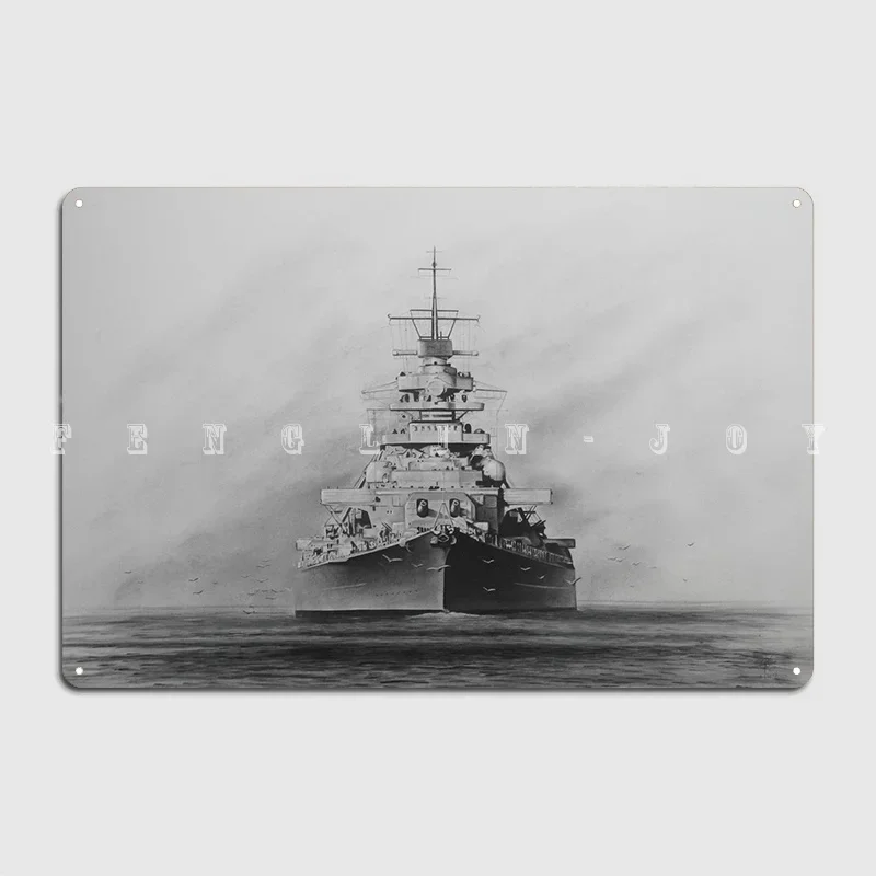 Battleship Bismarck Metal Plaque Poster Club Bar Wall Decor Club Home Vintage Tin Sign Poster