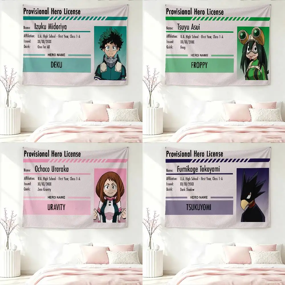 My H-Hero A-Academia License Tapestry Flags Wall Hanging Background Art Banner for Bedroom Home Outdoor Decor