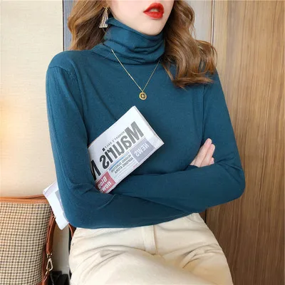 Maglione a collo alto da donna autunno inverno Slim Fit Bla strato base lavorato a maglia bianco irt Faionable Commute Sle ort Lunghezza