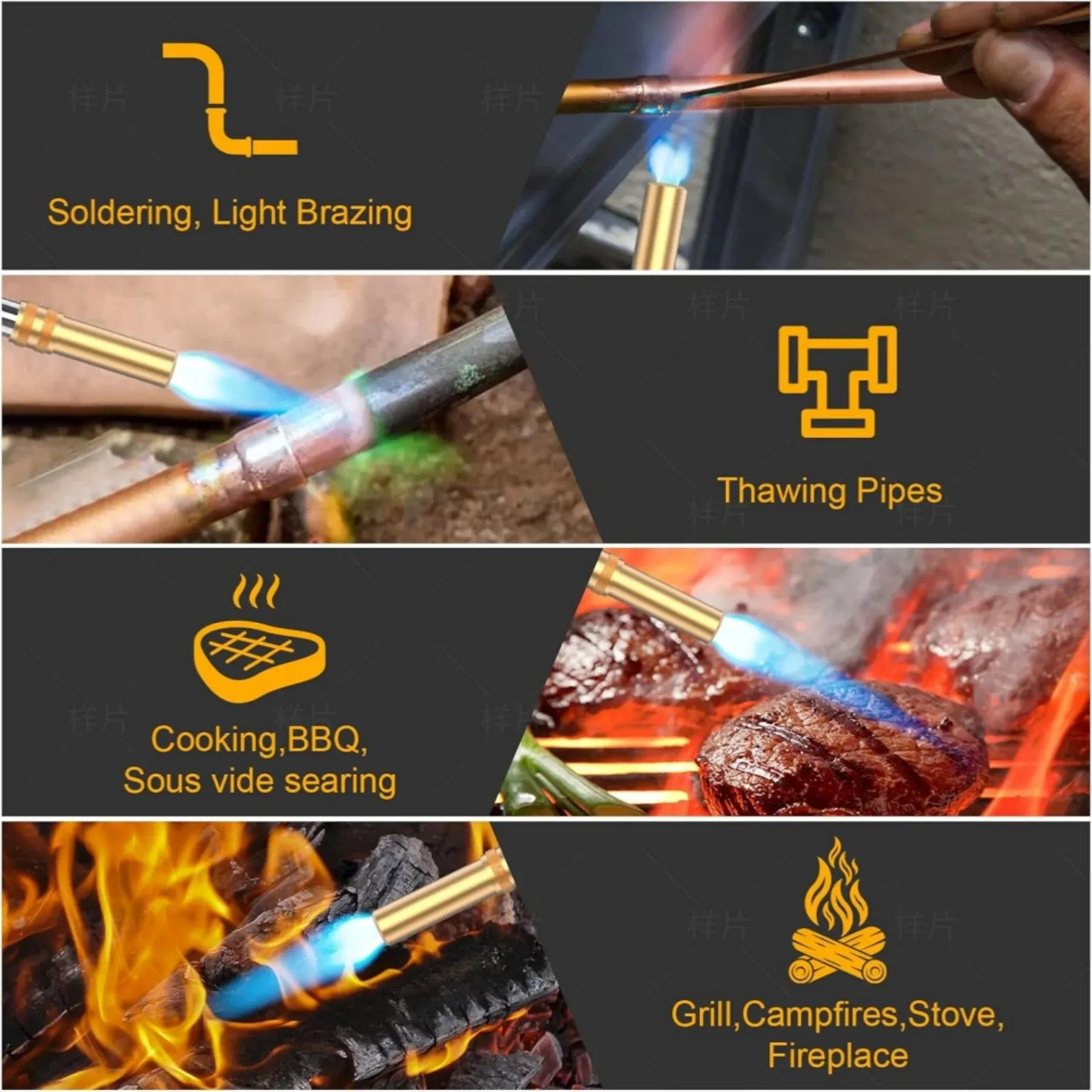 Mapp Gas Torch, Triggering the Ignition of Welding Tool Propane Gas Storage Cylinder Combustion for Brazing, Cooking, Barbecue