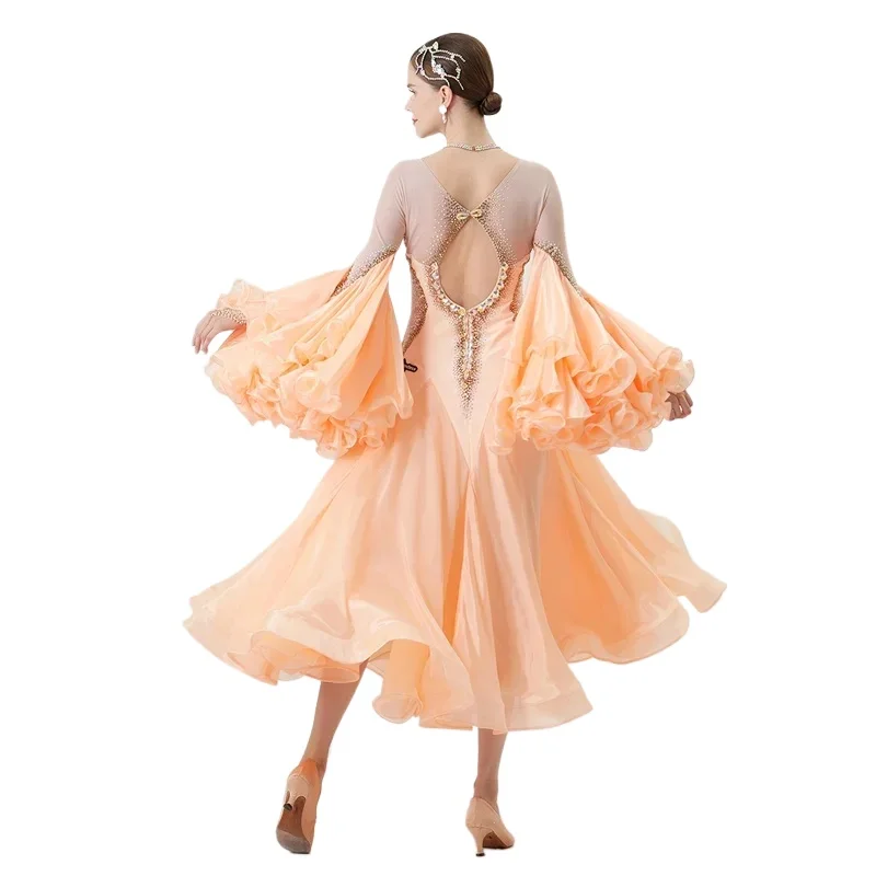 Custom Dress Dresses Women Modern Dance Rhinestone Color Diversity Dress National Standard Waltz Competition Performance