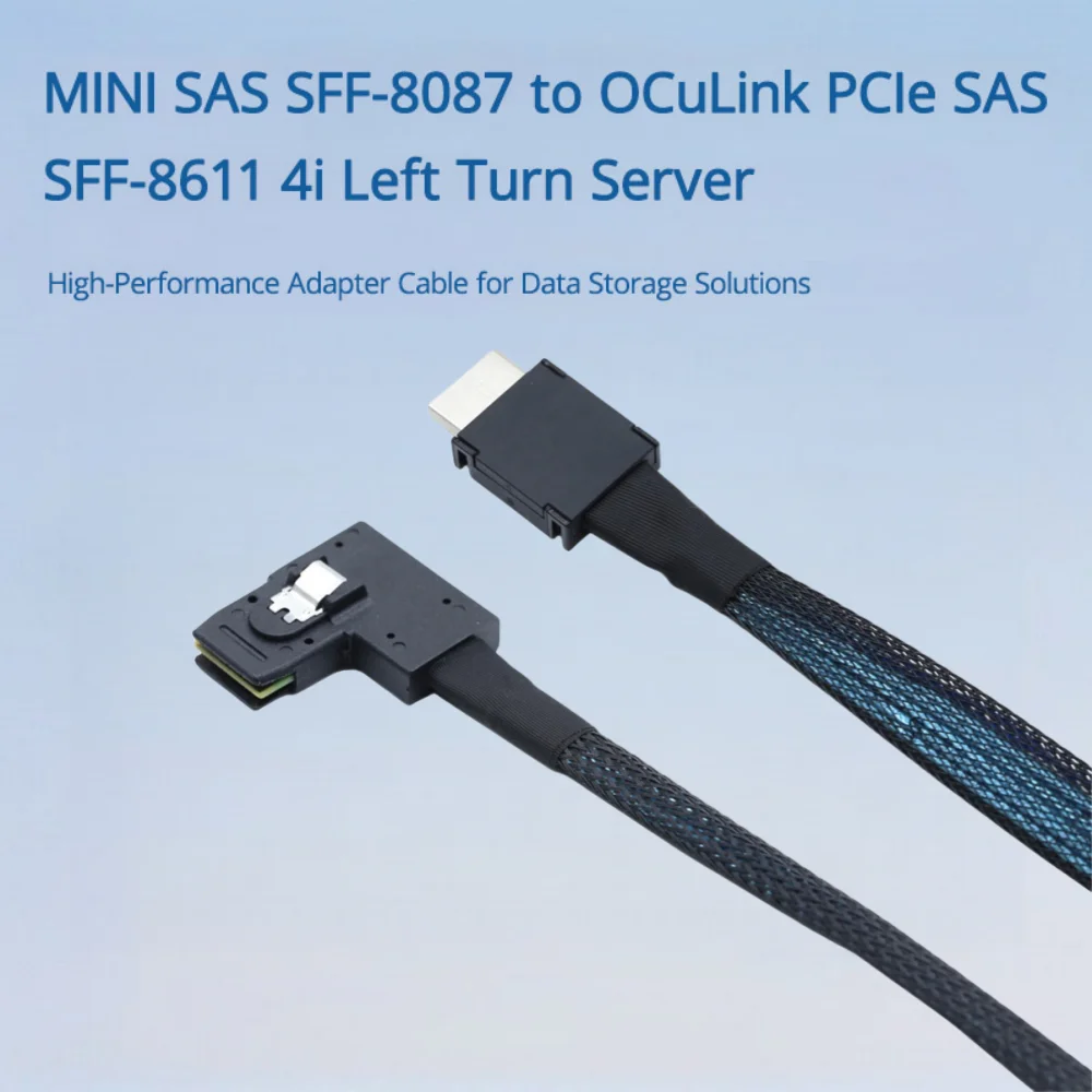 

MINI SAS SFF-8087 To OCuLink PCIe SAS SFF-8611 4i Left Turn Server High-Performance Adapter Cable for Data Storage Solutions