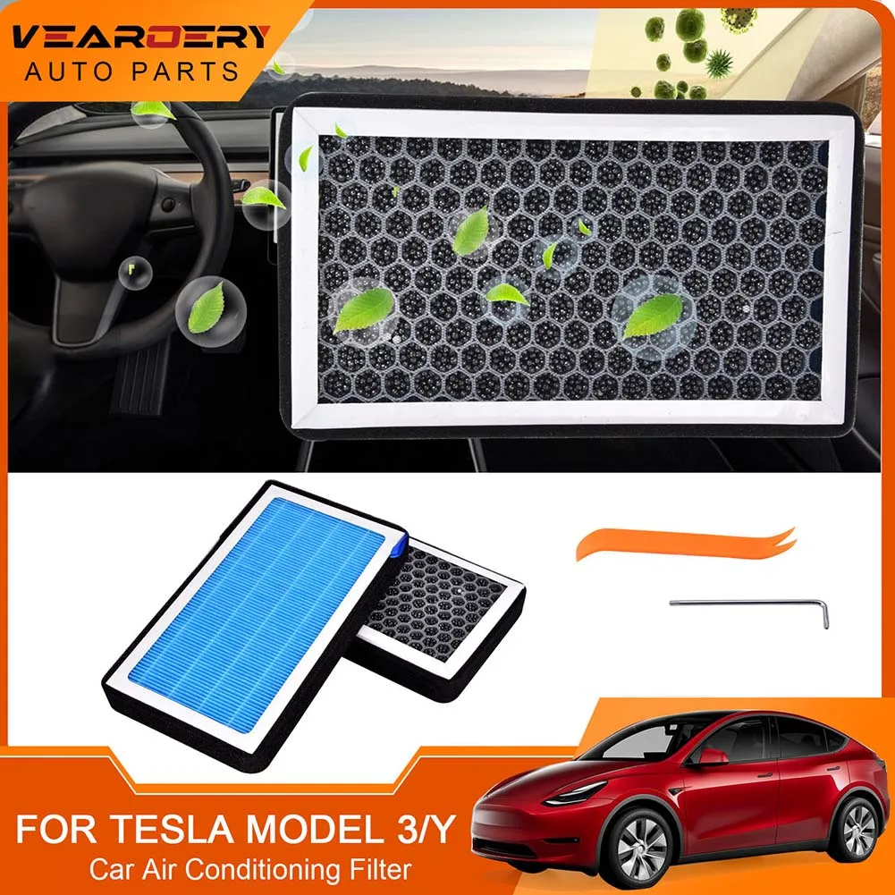 

For Tesla Model 3 HEPA Activated Carbon Air Filter Auto Air Conditioner Filter Element Replacement Kit Cabin Air-Filters