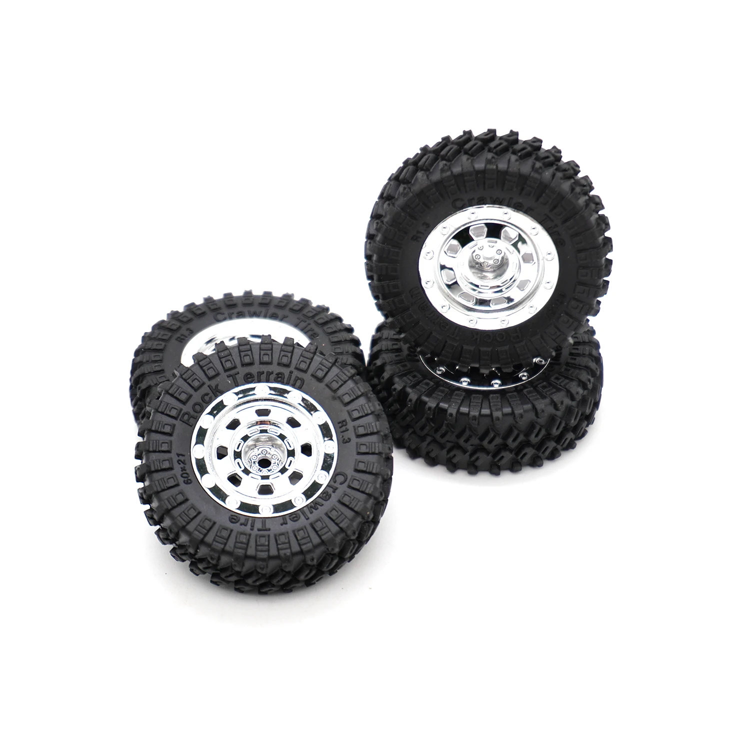 

4PCS 1.3" 60*21mm Beadlock Wheel Tyres Front Rear Rubber Tires 7mm HEX for 1/18 Remote control Crawler TRX4M Upgrade Accessories