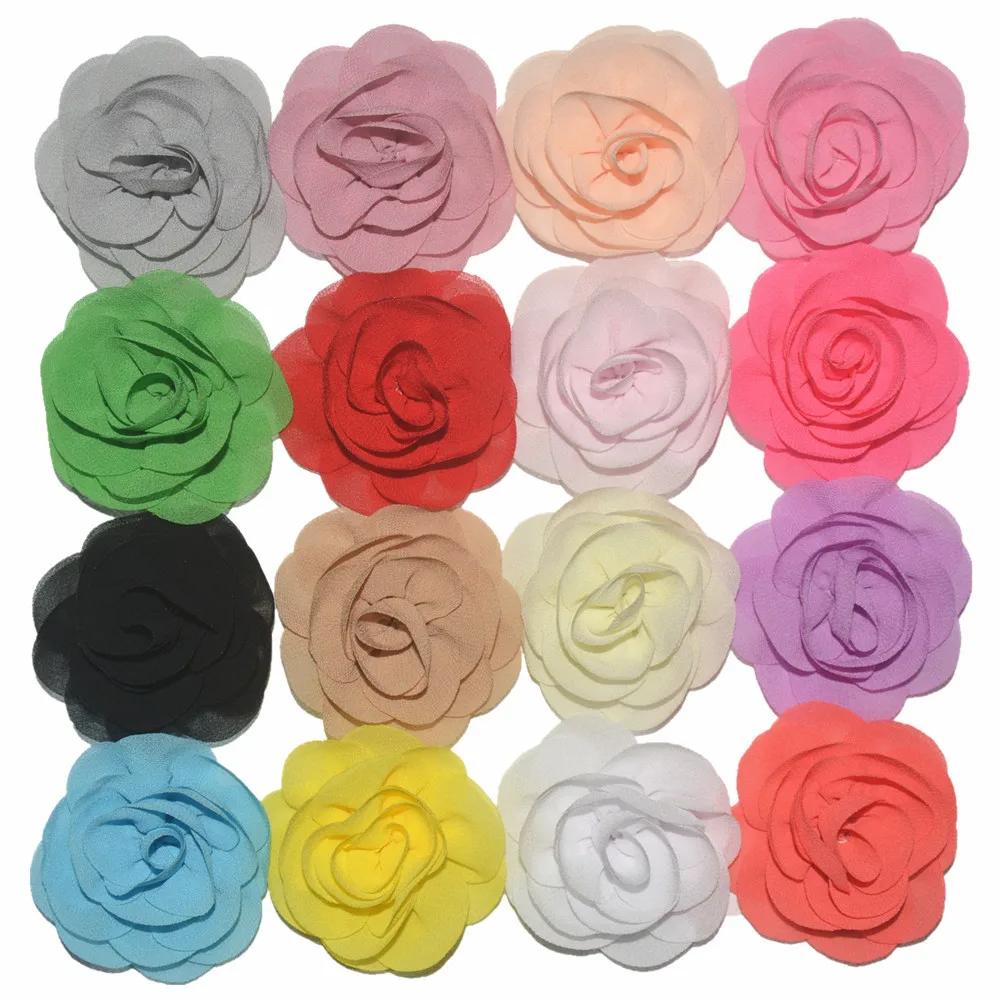 

400pcs New Wholesale Small Three-dimensional Rose Chiffon Headpiece Diy Handmade Cloth Flower Clothing Shoe Accessories