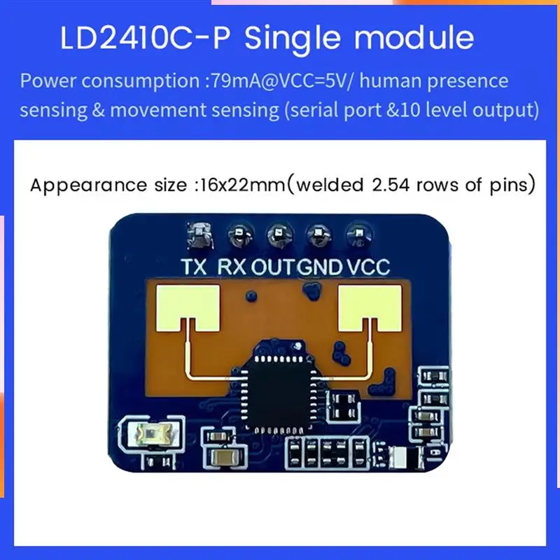 A92Z LD2410C 24G Radar Human Presence Sensor FMCW Radar Millimeter Wave Motion Detection Module DC5V Durable Easy Install