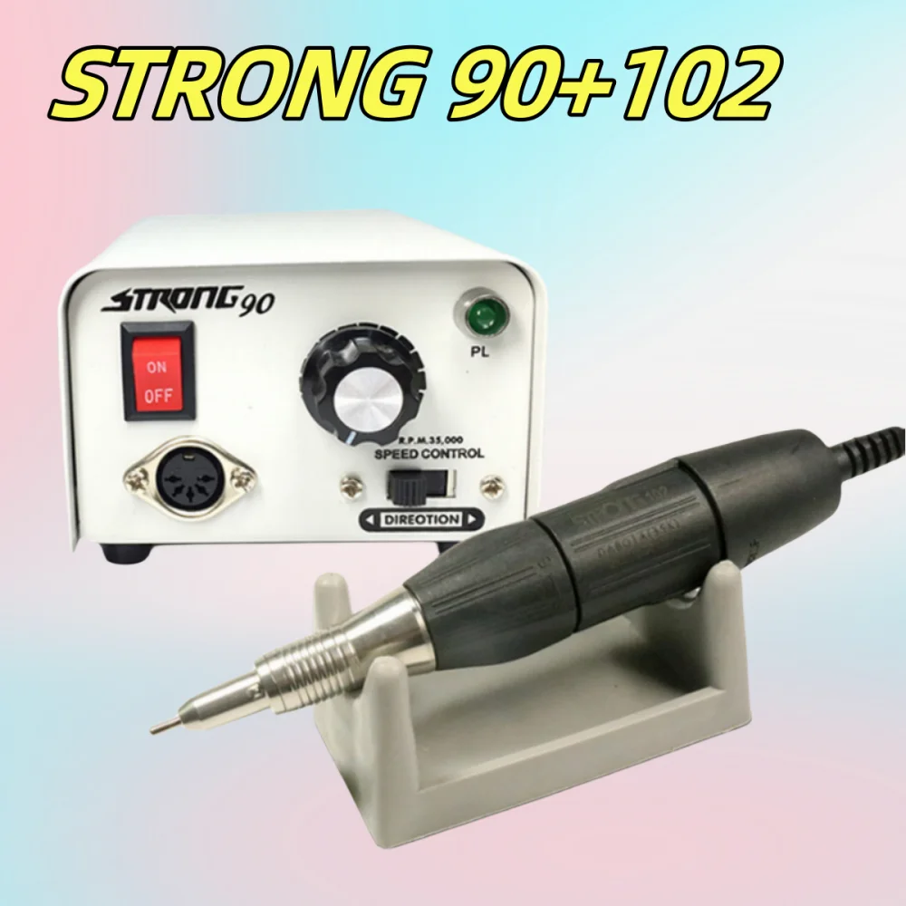 65W STRONG 204 90 Macchina per manicure dentale STRONG102L Polacco Maniglia per gioielli Trapano elettrico per unghie Orafo Incisore Dispositivo di levigatura