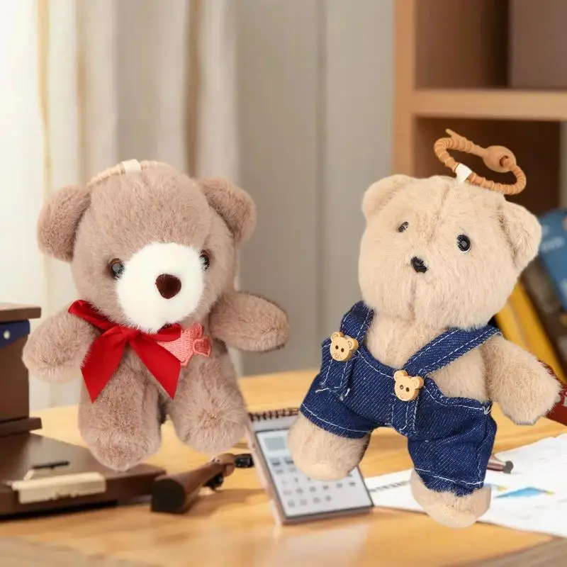 

Cute Overalls Bear Bear Plush Pendant Couple Hanging Accessories Cartoon Bear Bag Charm Decor Gift