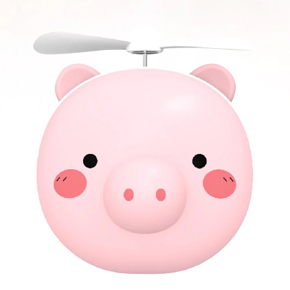 مروحة صغيرة LED مرآة ماكياج USB إعادة شحن الكرتون خنزير المحمولة جيب مروحة الوردي متعددة الوظائف هدية للنساء مرآة ماكياج LED