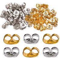 100pcs 4.5x6mm Gold Stainless Steel Butterfly Earring Safety Back Stopper for Stud Hypoallergenic Jewelry Making Finding Supply
