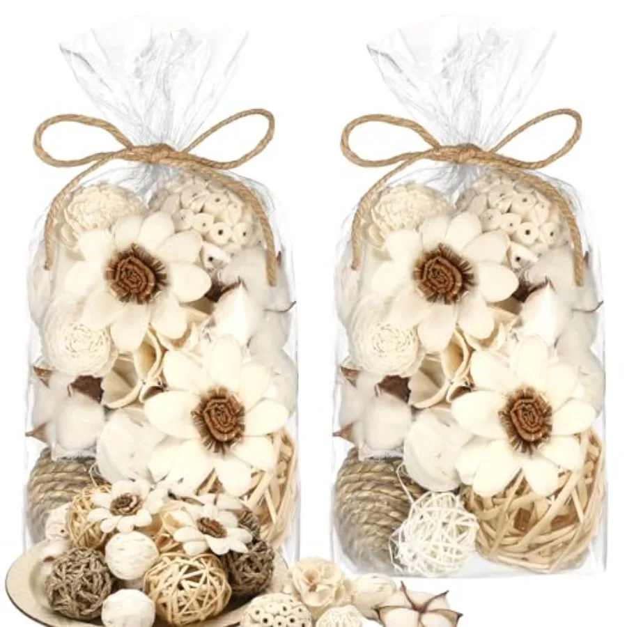 

2 Pack Decorative Balls Potpourri Bowl Filler Decor Natural Vase Bowl Filler Assorted Spherical Rattan Twigs Wicker Balls Cotto