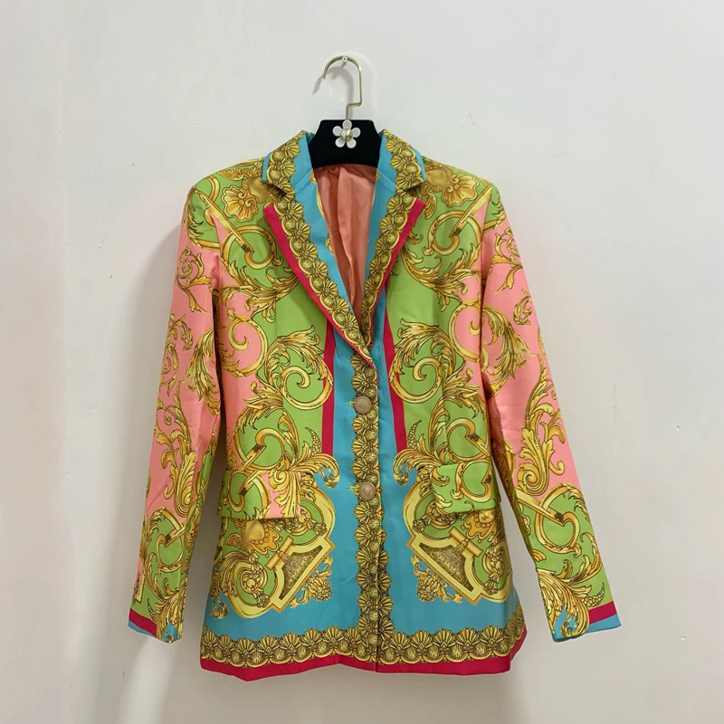 

Street Style Loose Fit Luxury Baroque Print Women's Top Holiday Fashion Polyester Fabric Regular Length